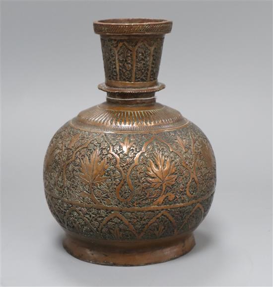 A 19th century Indian repousse copper huqqa base